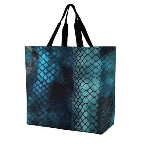 Bolso Tote Piel De Serpiente Azul Impermeable Bolso Bandolera Plegable Bolsa Tela Para Enfermería Mamá Estudiantes