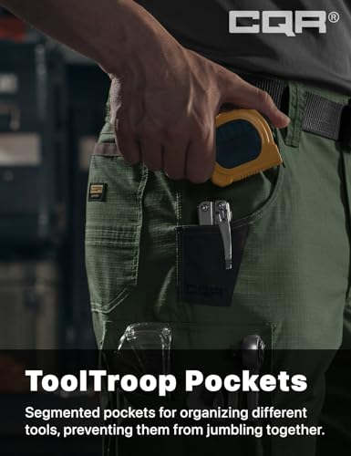 Image of CQR Men's Quick Dry Work Pants, Water Resistant Outdoor Tactical Pants, Lightweight Stretch Cargo Hiking Pants