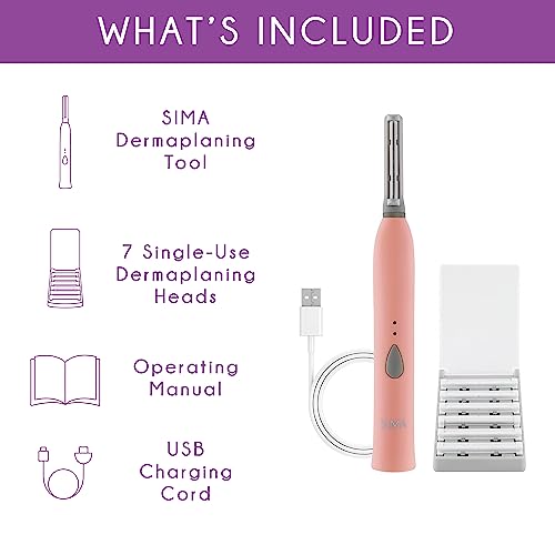 SPA-SCIENCES-SIMA-Dermaplaning-Tool-Patented-Painless-2-in-1-Facial-Exfoliation-Peach-Fuzz-Hair-Removal-System-w-7-Weeks-Treatment-Included-Anti-Aging--3-Speeds-Rechargeable