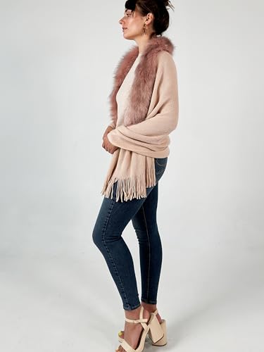 CATCHY & CRAFTY Women's Shawl Wrap Poncho Ruana Cardigan Stylish Cape Fuax Fur Sweater Fuzzy Winter Blanket3