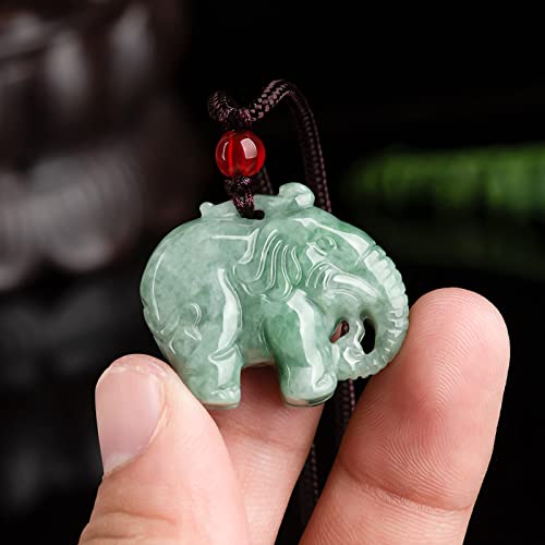 Hand-carved Elephant Necklace Natural Green Jade Pendant Necklace for Women Men, Fashion Rope Chain Good Luck Protection Amulet Jewelry Gifts Charm Necklace for Friends4