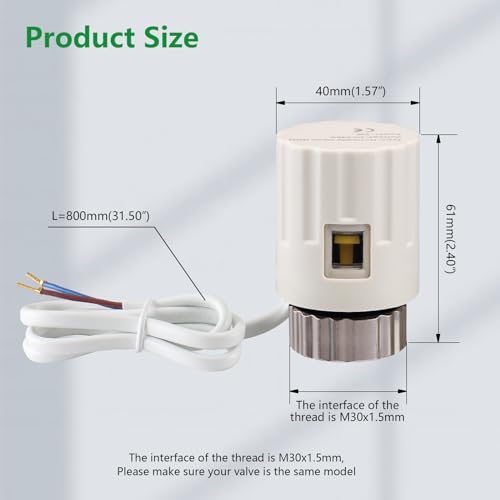 Wengart 2-Draht-Thermostellantrieb WG2210, Normalerweise Offen-230V, für Fußbodenheizungsverteiler
