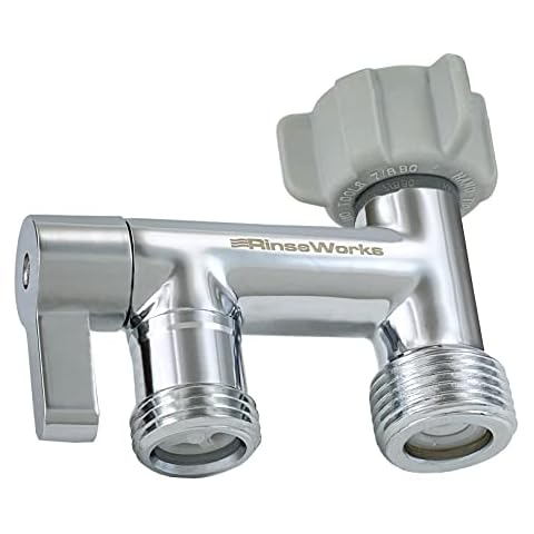 RinseWorks –Bidet T Adapter with 3-way Shut-off Valve for Toilet (7/8" Brass Tee connector) with EZ Reach On/Off Knob, cUPC certified by NSF to Uniform Plumbing Code 5 - Year warranty Cover