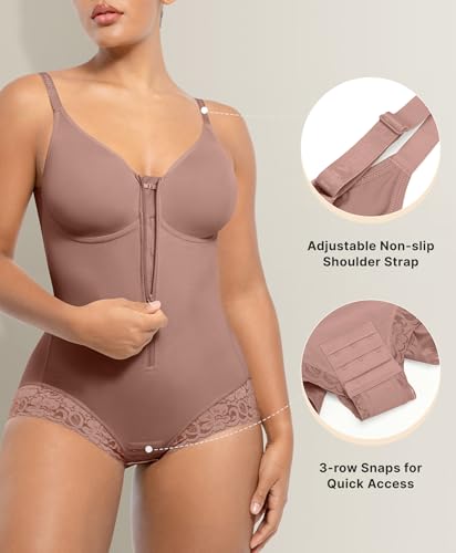 Image of SHAPELLX Faja Body Shaper for Women, Zipper Shapewear Bodysuit with Bra
