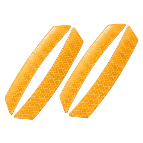 Image of 4PCS Car Reflective Trim Side Marker Stickers, Side Reflectors for Car, Anti-Collision Automatic Bumper Fender Stickers, Auto Exterior Accessories Reflector Guard Fit Cars (Yellow, 4PCS)