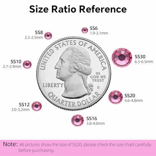 Image of Hotfix Rhinestones Bulk 3000PCS SS8 (2.3-2.5mm), Rose Glass Rhinestones for Clothes, Tumblers, Shoes DIY, Heat Transfer Flatback Gems for Crafts & Decoration