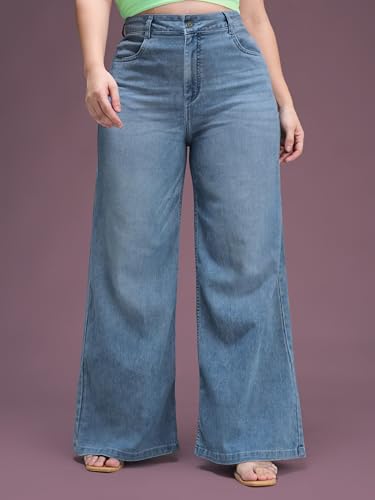 Image of Miss Chase A+ Women's Wide-Leg High Rise Regular-Length Stretchable Denim Jeans
