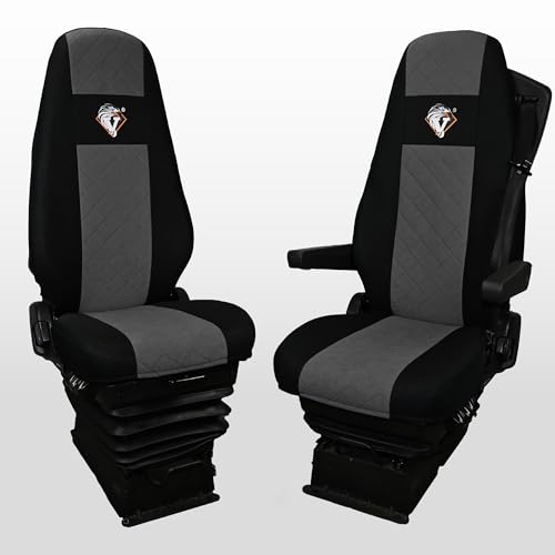 SABA Auto Sitzbezüge LKW für Volvo FH4 ​​​​1 Riemen Grau - Zubehör für LKW Sitzschoner - Strapazierfähige Sitzbezug Auto Vordersitze - Schutz vor Schmutz