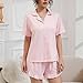 Fall Thin Pjs Set for Women Lapel Short Sleeve Button Tops and Ruffles Shorts Two Piece Pj Fashion Housecoat Sets