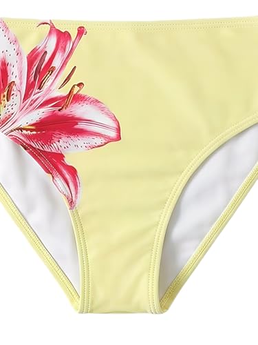 Image of COZYEASE Girls' 2 Piece Ditsy Floral Print Knot Front Ruched Triangle Bikini Swimsuit