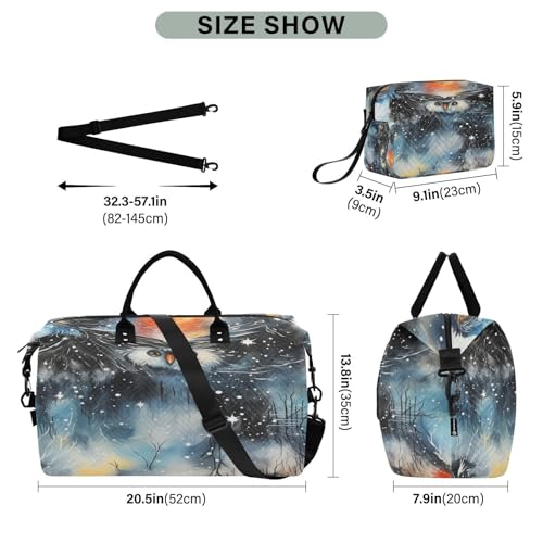 Snowy Watercolor Penguin Travel Duffel Bags Gym Bag Weekender Handbag with Toiletry Bag for Women Girls Men3