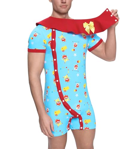 Ropa de dormir de algodón de una pieza: pijama mameluco de hombre corto