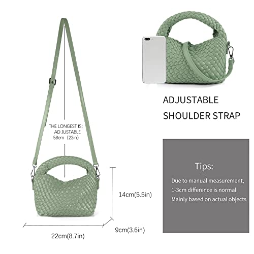 Image of Woven Crossbody Bag Small Tote Cute Purse for Women,Top Handle Handbag Pu Leather Shoulderbag with Detachable Strap