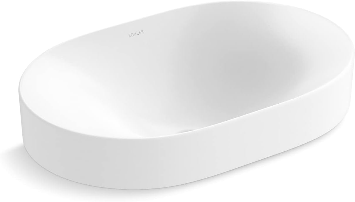 White Ceramic Oval Vessel Bathroom Sink