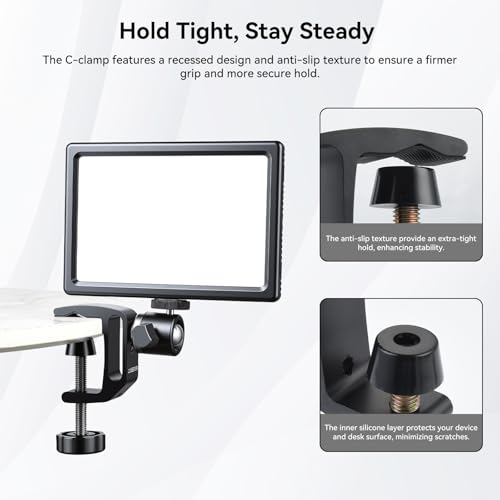 Image of UTEBIT Universal C-Clamp for Desktop Mount Holder, with 1 /4 inch & 3 /8 inch Thread | 3.7 inch-5.7 inch Desk C-Clamp Aluminum Support Clamp for Desktop Mount Carts Benches Worktables, Black