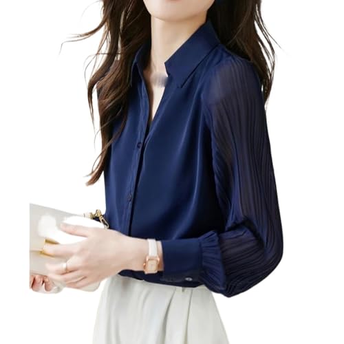 Chemise plissée à manches longues pour femme style élégant et formel