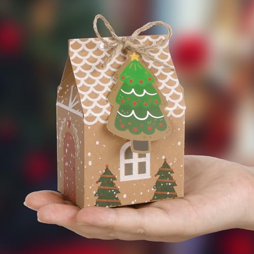 24 Stück Weihnachten Geschenkbox Häuser, Papier Adventskalender zum Befüllen Schokolade Schachtel Pralinenschachtel Geschenkkarton Geschenkschachtel für Weihnachtskalender Geschenk Dekoration