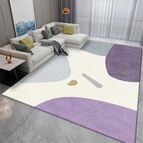Tapis de salon gris violet lavable pour petit espace