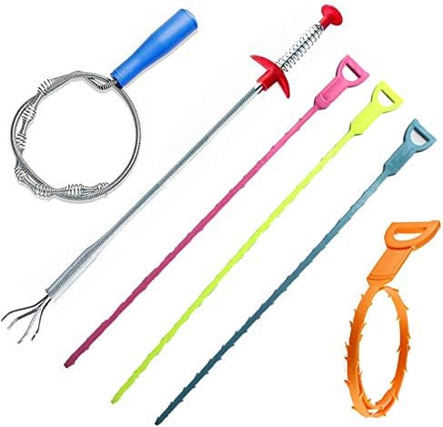 Swesy Drain Clog Remover, Drain Snake, Overflow Cleaning Brush, Sewer Hair Catcher, Cleaning Tool for Sink Kitchen and Bathroom Tub Toilet (Pack of 6)