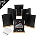 ILFALZT 7.2 X 5.5 Inch Double-Sided Writing Chalkboard Signs with Bamboo Base Stands,with Chalk，with Chalk Eraser，with Chalk Set，6 Pair