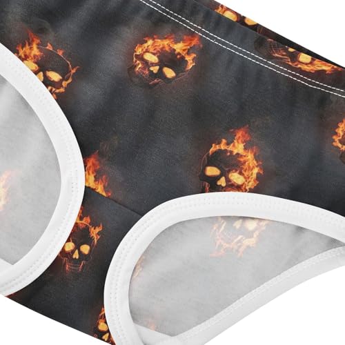Girls Underwear Toddler 2t Cotton Panties Little Girl Animal Briefs Undies Kids Cool Skulls Fire Dark Black4