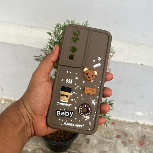 Image of Pikkme Back Cover for Honor X7B 5G | Cute Fun Cartoon 3D Bear Silicone Full Body Protection Bumper Case (Brown)