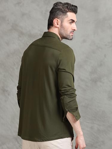 Image of StitchX Men's Cotton Regular Fit Full Sleeve Solid Knitted Shirt