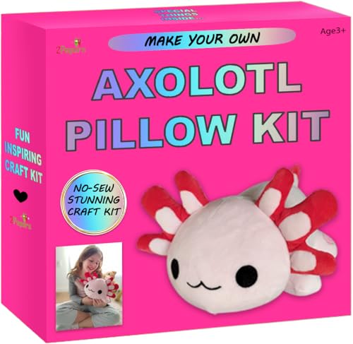 Make Your Own Axolotl Plush Pillow Kit Arts and Crafts for Kids (No Sew)