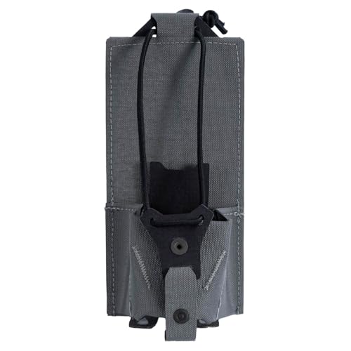 Point Blank Duty Gear Radio Pouch, High-Strength Laminate Material, MOLLE Closure, Bungee Top Snap, Removable Button Guard, Tac-Wraps Included (Wolf Gray)