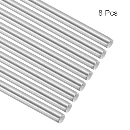 QUARKZMAN 304 Edelstahl Rundstäbe 5mm x 400mm Volle Schaftstäbe Für DIY Basteln Modellauto Hubschrauber Flugzeug Packung Mit 8 Stück