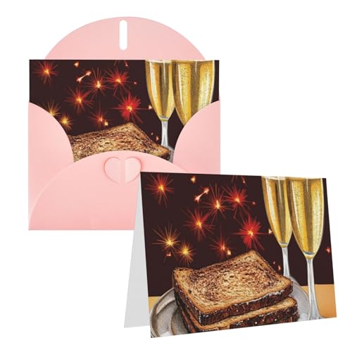 Lzqpoeas Toast To Your Birthday Grußkarten-Set, blanko, Notizkarten mit Umschlägen, blanko, Grußkarte, 10,2 x 15,2 cm, für alle Anlässe, Rosa