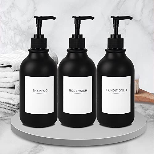 Ezebesta Pack of 3 Black 500ml Soap Lotion Pump Dispensers with 22 Labels and 3 Wall-Mounted Rack Bathroom Organization - Cosy Home Interiors Ezebesta Pack of 3 Black 500ml Soap Lotion Pump Dispensers with 22 Labels and 3 Wall-Mounted Rack Bathroom Organization - Image 9