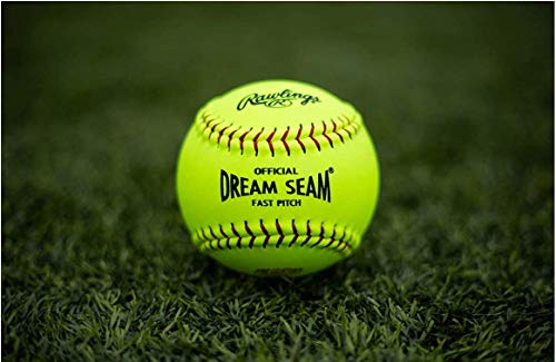 Rawlings C12RYLAH softballs oficial ASA Dream Seam Fastpitch (caixa com 3), amarelo, tamanho 30,5 cm