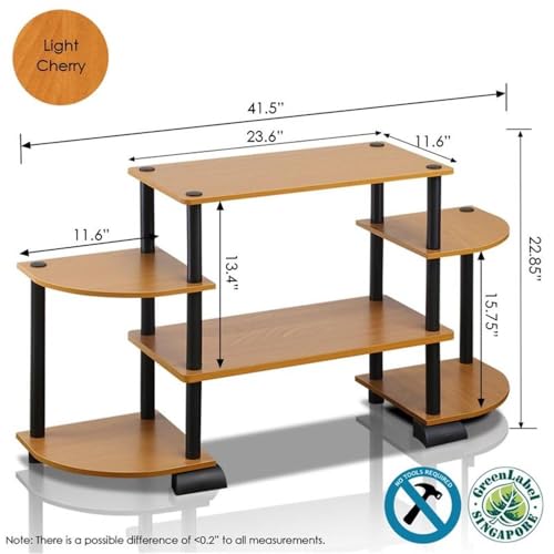 Furinno Turn-N-Tube Rounded Corner TV Entertainment Center, Light Cherry/Black - image 3