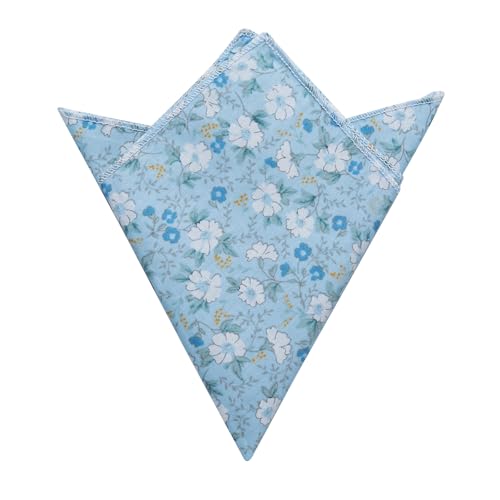 Image of YourTies Cotton Floral Tie for Men 2.5 inch Printed Skinny Necktie Pocket Square Tie Clip Set Flower Wedding Party Groom