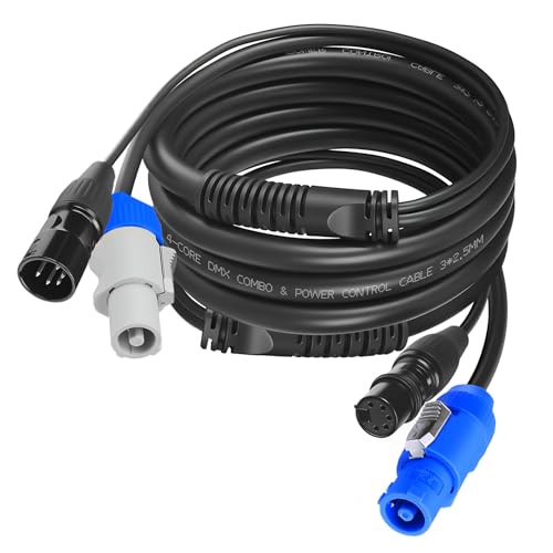 SMALL-EYE 5 Pin DMX & Power Con Combo Link Cable 5 ft – 14AWG Power Control DMX Male to Female Cord for Lighting Fixtures