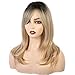 FORCUTEU Ombre Synthetic Wavy Wig, 19 Inch, Blonde to Blonde, Heat Resistant, Women's Wigs