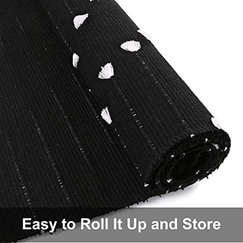 Livebox Black Runner Rug For Kitchen, 2'X8' Boho Washable Rug Runner For Hallway,Moroccan Cotton Long Entryway Area Rug Indoor Carpet For Bedroom Laundry Doorway Entry #TOP4