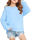 Girls Oversized Long Sleeve Shirts Kids Casual Crewneck Side Split Tops Fashion...