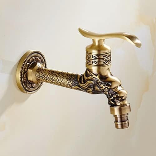 Carved Wall Mount Bibcock Brass Retro Tap Decorative Outdoor Garden Taps Washing Machine Mop Luxury Antique WC Faucet