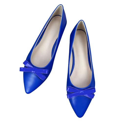 WENJIAZHIZHI Women's Bowknot Pointed Toe Ballet Flats Elegant Bride Dress Flat Dance Shoes Dressy Comfortable Flat Shoes Slip-Ons Loafers