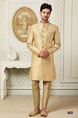 Indian Royal Designer Ethnic Wear Traditional Indo-Western Wedding Sherwani For Men2