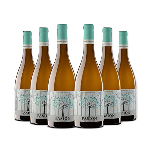 PASIÓN MOSCATEL Pack 6 Botellas de Vino Blanco Pasión de Moscatel - Botella de Vino Ecológico y Vegano 75 cl - 12,5% de Alcohol - Seco, frutoso y con notas florales