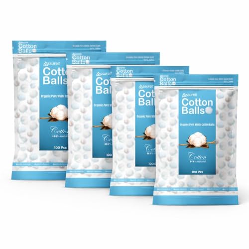 Image of White Cotton Ball For Personal Care, Skincare, Baby Care, Makeup Removal & Medical Use (100 Pieces, Pack of 4)
