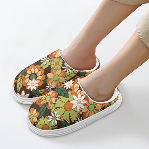 Fuzzy House Slippers Memory Foam Soft Flat Slides, EVA Sole Cozy House Shoes2