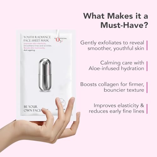 Image of O3+ Facialist Youth Radiance Face Sheet Mask 30g, Collagen & Glycolic Acid for Brightening, Firming Skin, Reduces Fine Lines, Wrinkles & Puffiness, Suitable for All Skin Types