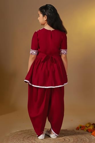 Image of Fashion Dream Girl's Slik Blend Embroidery Salwar Suit|Kids Salwar Suit Set|Embroidered Suit for Girls|Ethnic Wear|Girls Suit Set