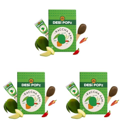 Image of GO DESi Popz - Kaccha Aam Pop, Raw Mango & Jaggery Candy, Aam Candy Packet, Fruit Toffee, Indian Snacks, 40 Pieces, 320 g (Pack of 3)
