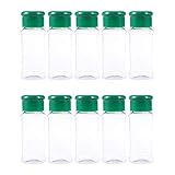 Tarros De Especias De Plástico Botellas De Condimento, 10 Piezas Botella De Condimento De Plástico De 100 Ml Dispensador De Especias Tarro De Pimienta Botella De Almacenamiento Verde