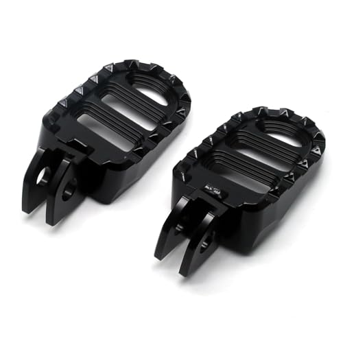 Image of MZS Motorcycle Rider Foot Pegs Floorboards for Vulcan 650 S EN650 2016-2025, Front Wide Footpegs MX Serrated Pedal Rest CNC Black